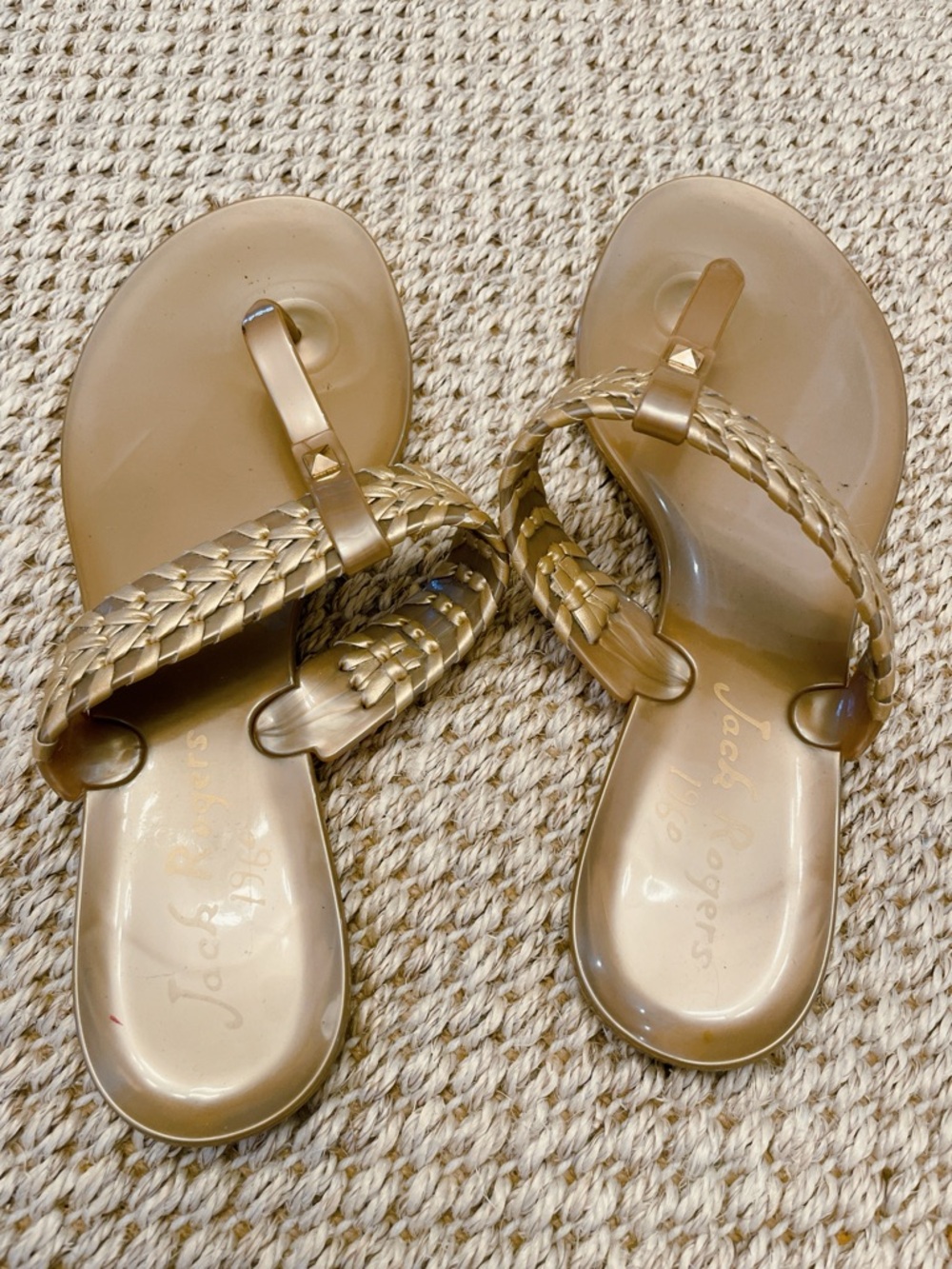 Jack Rogers Tinsley Jelly Thong Sandals Gold Women’s Size 8 - Picture 3 of 6